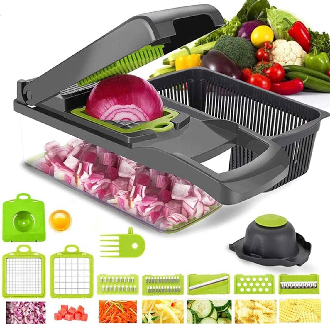 Multifunctional Vegetable Cutter Fruit Slicer Grater Chopper Shredders 8 In 1 Drain Basket Slicers